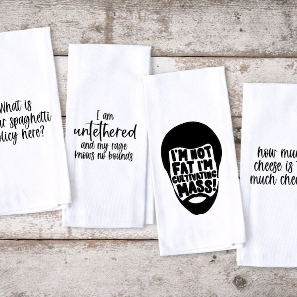 Always Sunny in Philadelphia Funny Kitchen Towels 4 multi pack what is your spaghetti policy here housewarming gift