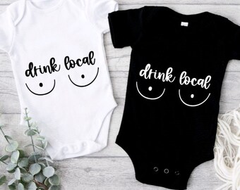 Drink Local Gerber ONESIE® brand 0-3, 6-9, 3-6 months baby Baby Shower Gift Funny Bodysuit Eat Local Breast Milk Breastfed Baby