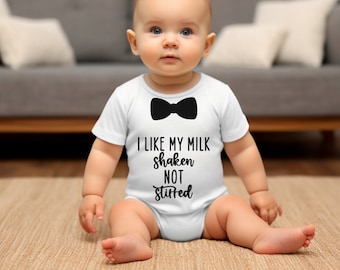 I Like My Milk Shaken Not Stirred Gerber ONESIE® brand 3D BOW TIE! baby Baby Shower Gift Funny Bodysuit