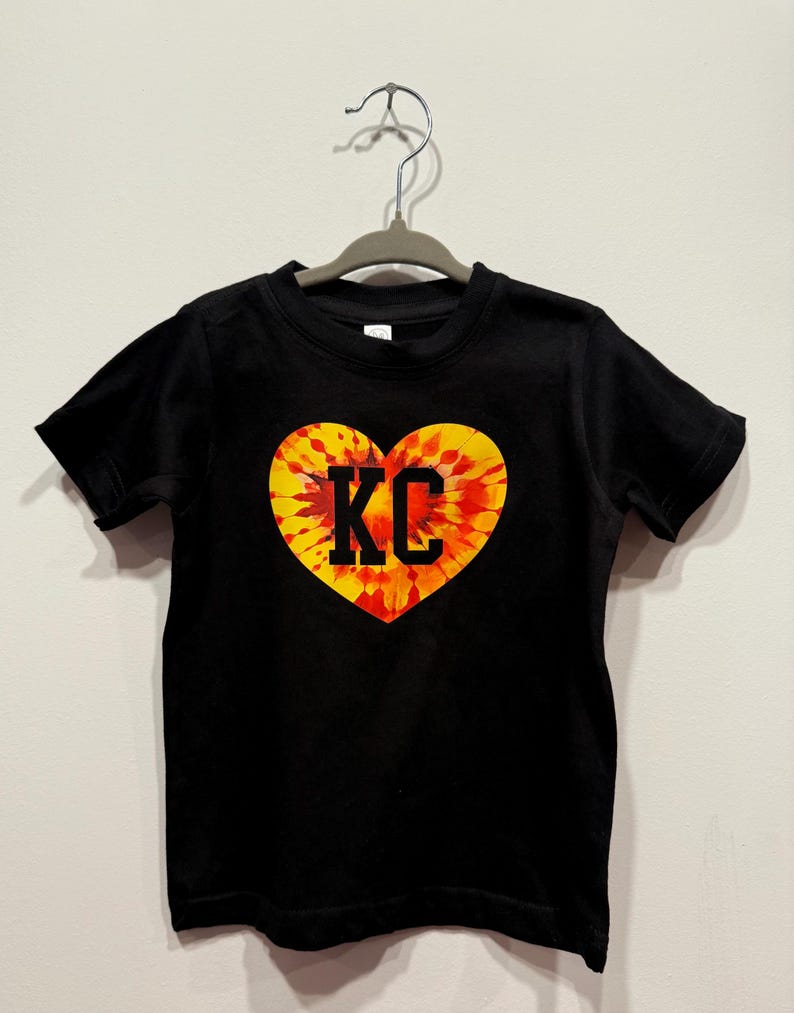 Kids Tie Dye KC Heart Shirt | Black Sweatshirt Long & Short Sleeve T-Shirt | Perfect Game Day Tee | Kansas City T-Shirt | Super Soft! image 5