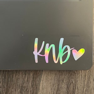 Custom Vinyl Initial Decal DIY laptop luggage bottle tumbler Holographic -transfer tape included! Name sticker gold