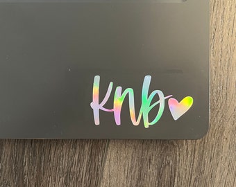 Custom Vinyl Initial Decal DIY laptop luggage bottle tumbler Holographic -transfer tape included! Name sticker gold