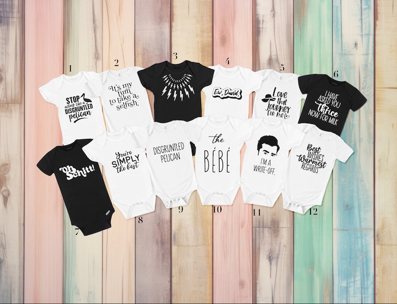 Multipack Buy More Save More ULTIMATE Schitt's Creek Baby Shower / Sprinkle Decor / Gift Gerber ONESIE® brand bebe ew david image 2