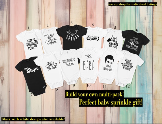 Multipack Buy More Save More ULTIMATE Schitt's Creek Baby Shower / Sprinkle Decor / Gift Gerber ONESIE® brand  bebe ew david
