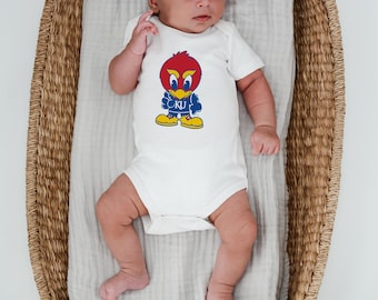 Baby Jay KU® Gerber ONESIE® Brand | Multiple color options! Soft! | the University of Kansas Jayhawks | Licensed KU | Infant