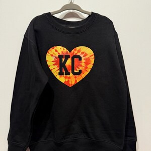 Kids Tie Dye KC Heart Shirt | Black Sweatshirt Long & Short Sleeve T-Shirt | Perfect Game Day Tee | Kansas City T-Shirt | Super Soft! image 6