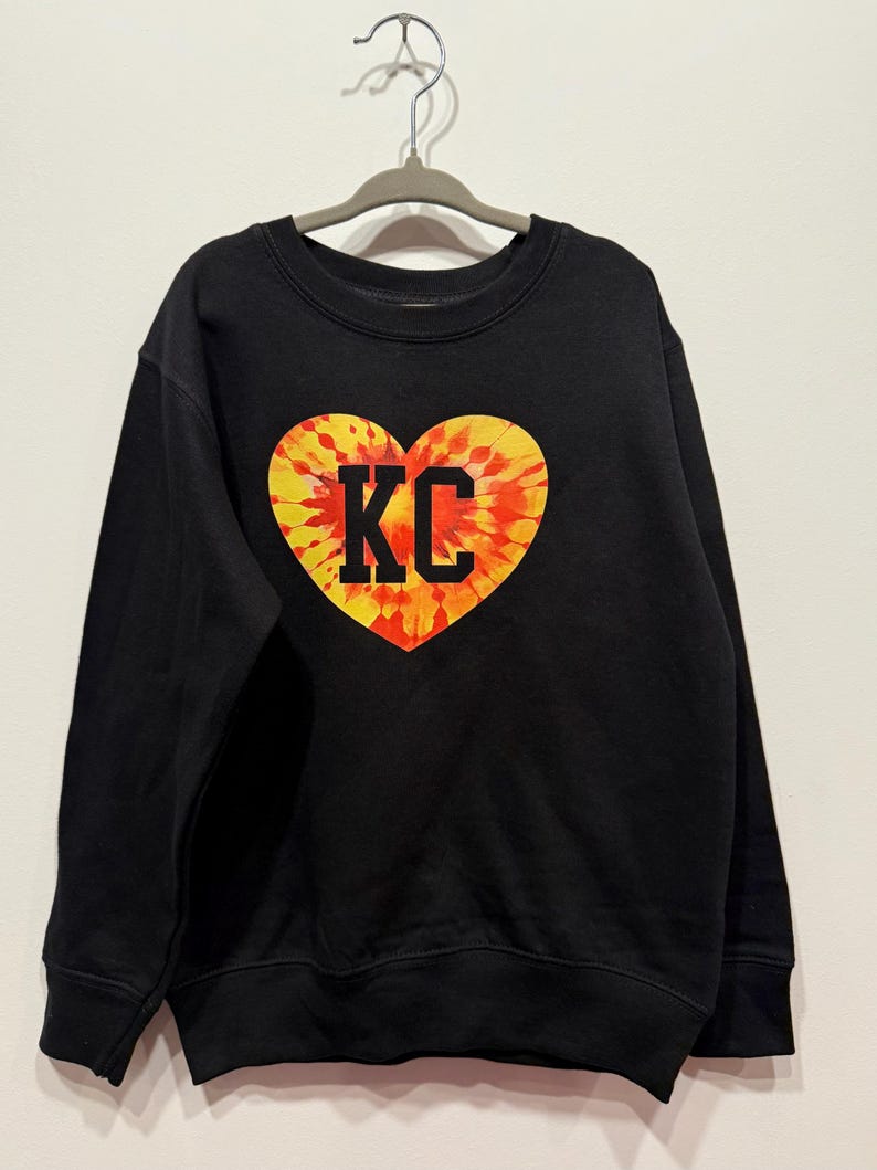 Kids Tie Dye KC Heart Shirt | Black Sweatshirt Long & Short Sleeve T-Shirt | Perfect Game Day Tee | Kansas City T-Shirt | Super Soft! image 6