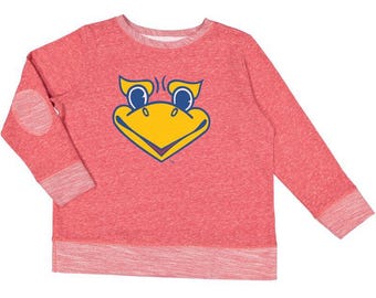 Jayhawk Face | Licensed KU ® | Sweatshirt & Short Long Sleeve T-Shirt | Soft! | the University of Kansas Jayhawks | Kids Youth Toddler Tee