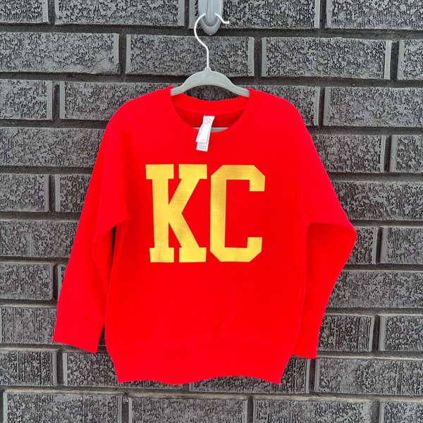 MADE IN KC Big Block Kansas City Toddler Arrowhead Red Sweatshirt Long & Short Sleeve T-Shirt |  Perfect for Game Day! | Super Soft!