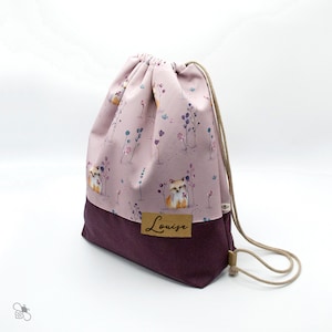 Gym bag made of water-repellent outdoor fabric with an imaginative fox print, personalized, lined / two sizes / own design image 1
