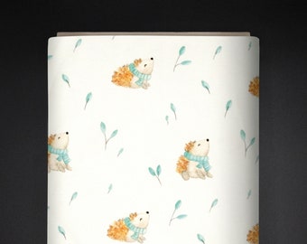 Bio-Jersey mit süßem Igel-Print / GOTS-zert. / Eigenproduktion / Breite 150cm / 200g / sofort lieferbar