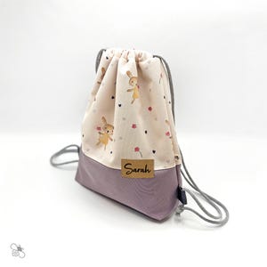 Turnbeutel aus wasserabweisendem Outdoorstoff mit Häschen-Print, personalisiert, gefüttert / zwei Größen / eigenes Design