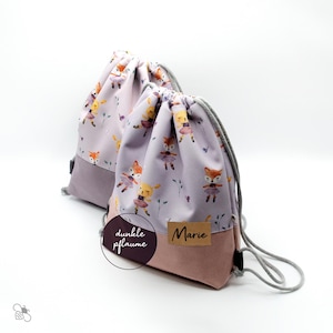 Turnbeutel aus wasserabweisendem Outdoorstoff mit Ballerina-Print, personalisiert, gefüttert / zwei Größen / eigenes Design