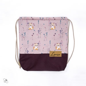 Gym bag made of water-repellent outdoor fabric with an imaginative fox print, personalized, lined / two sizes / own design image 2