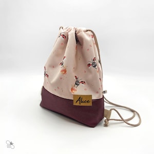 Turnbeutel aus wasserabweisendem Outdoortstoff mit Marienkäfer-Print, personalisiert, gefüttert / zwei Größen / eigenes Design