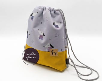 Turnbeutel aus wasserabweisendem Outdoorstoff mit Hunde-Print, personalisiert, gefüttert / zwei Größen / eigenes Design