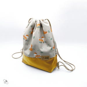 Turnbeutel aus wasserabweisendem Outdoorstoff mit Fuchs-Print, personalisiert, gefüttert / zwei Größen / eigenes Design