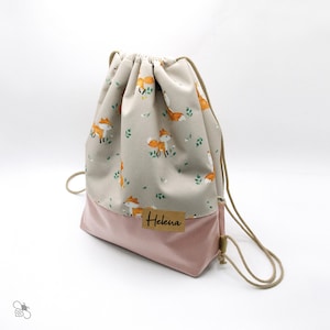 Turnbeutel aus wasserabweisendem Outdoorstoff mit Fuchs-Print, personalisiert, gefüttert / zwei Größen / eigenes Design
