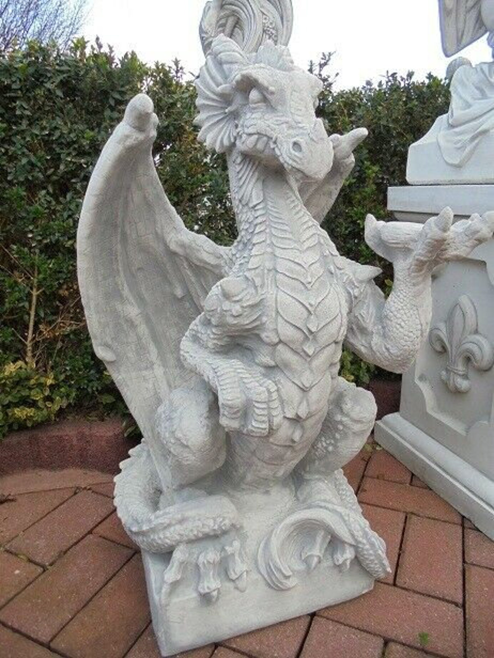 Dragon cement statue for yard art. Clay resin dragon sculpture Etsy