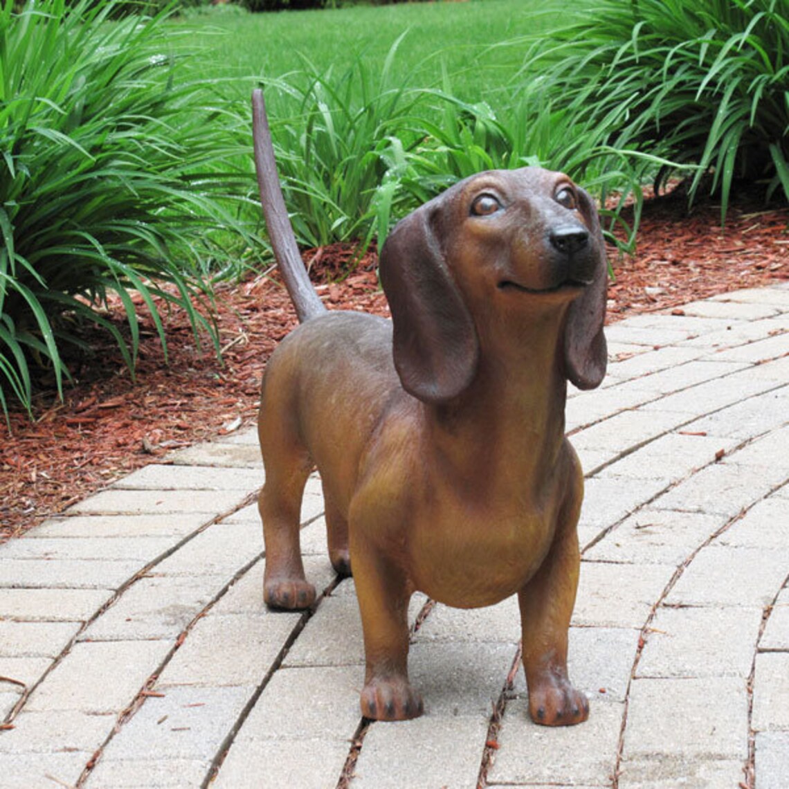 Dog garden statue of Dachshund for outdoor front door decor Etsy