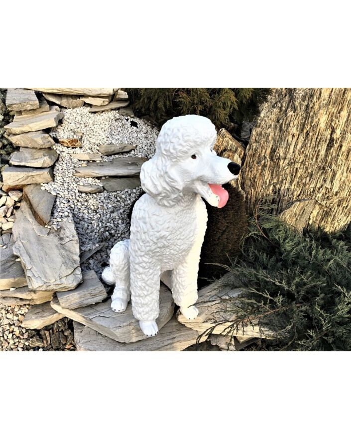 Pet memorial stone of a white poodle. Resin dog statue as dog Etsy