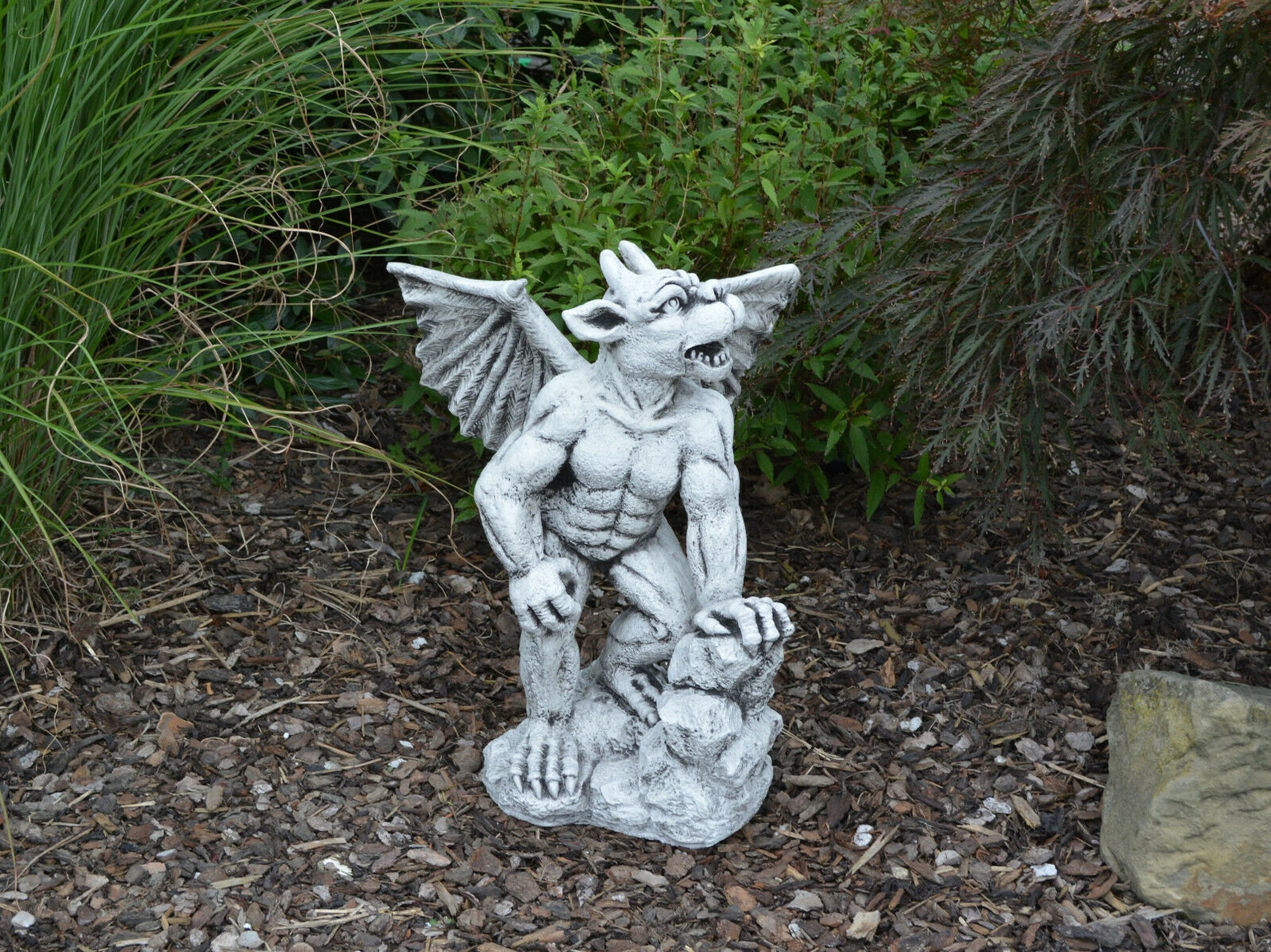 Outdoor decor with massive resin Gargoyle with wings statue. | Etsy