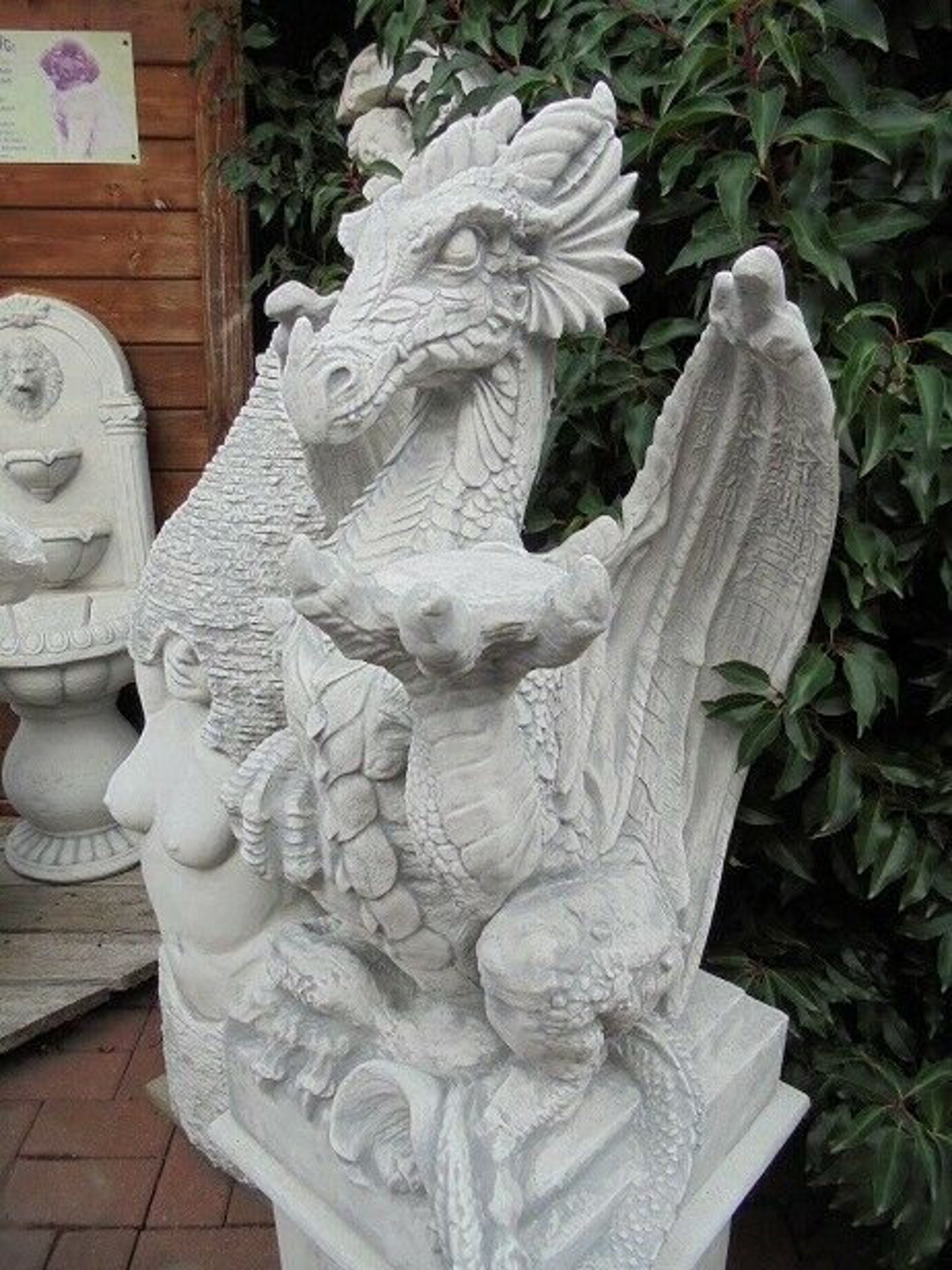 Dragon cement statue for yard art. Clay resin dragon sculpture Etsy