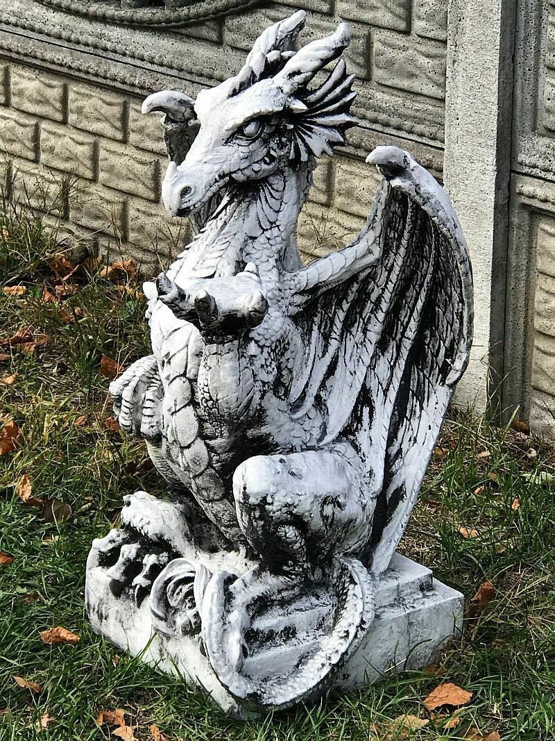 Dragon cement statue for yard art. Clay resin dragon sculpture Etsy