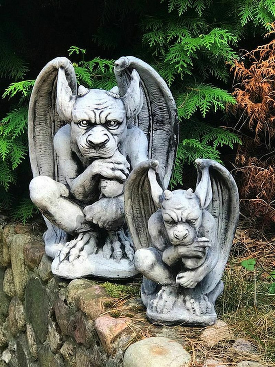 Resin art with massive Gargoyle statue outdoor. Gothic giant | Etsy