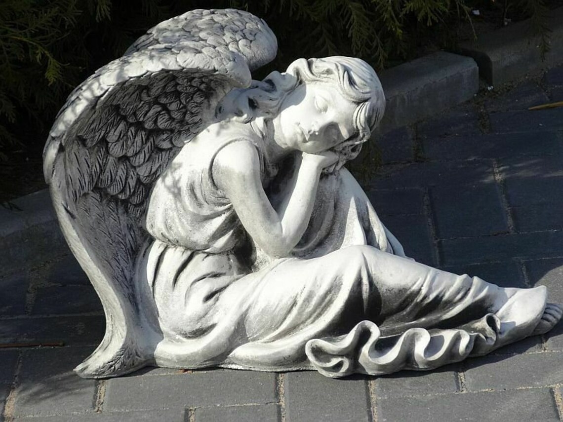 Angel statue. Resin biblically accurate sleeping angel on the Etsy