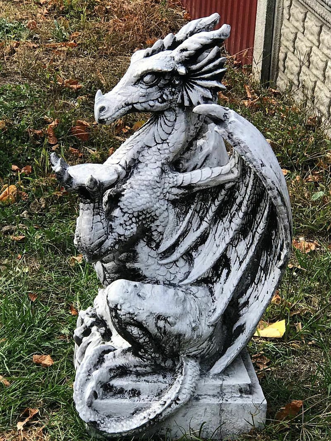 Dragon cement statue for yard art. Clay resin dragon sculpture Etsy