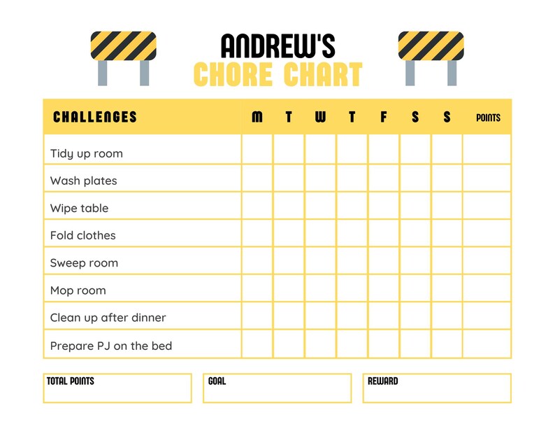 Boy's Chore Chart - Etsy