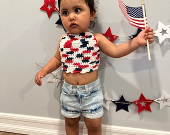Crochet Cotton Halter Top, Boho Baby Clothes