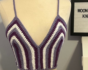 crop top| crochet crop top| crochet bralette |crochet top| festive top| vacation shirt| Handmade Crochet Lace Up Crop Top | gift for her