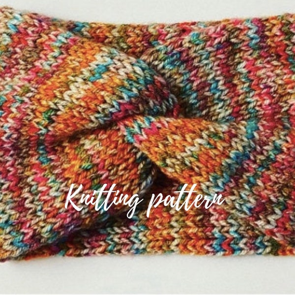 Twisted knit Headband knitting flat| Headband, Ear Warmer pattern, Instant Download, knitted top knot twisted headband| knit ear warmer