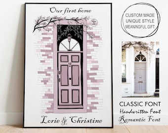 Custom Freehand Digital Architectural Sketch of Your Door | Colorful Line Art | Housewarming Gift | Home Decor | Bespoke Art