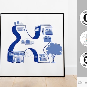Bauhaus-Inspired Alef Print | Perfect Tel Aviv Gift | Unique Wall Art for Israel Lovers | Instant Download