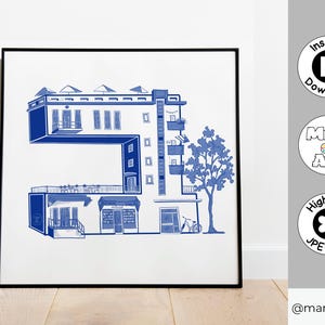Bauhaus-Inspired Bet Print | Perfect Tel Aviv Gift | Unique Wall Art for Israel Lovers | Instant Download