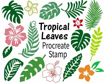 Tropical Leaves Procreate Stamp - Leaf Procreate Brushes - Tropical Stamp - Leaves Brushes