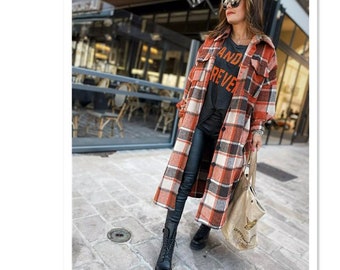 long checkered jacket