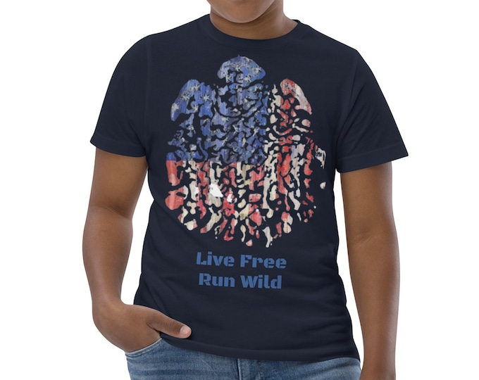 Live Free Run Wild All American Elephant Footprint Kids T-shirt