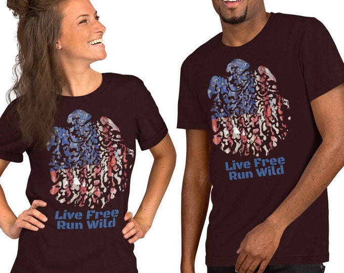 Live Free Run Wild All American Elephant Footprint T-Shirt