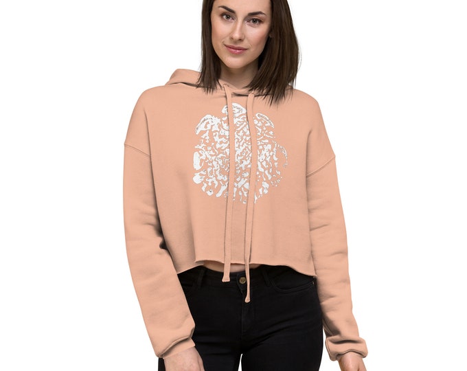 White Elephant Footprint Crop Hoodie