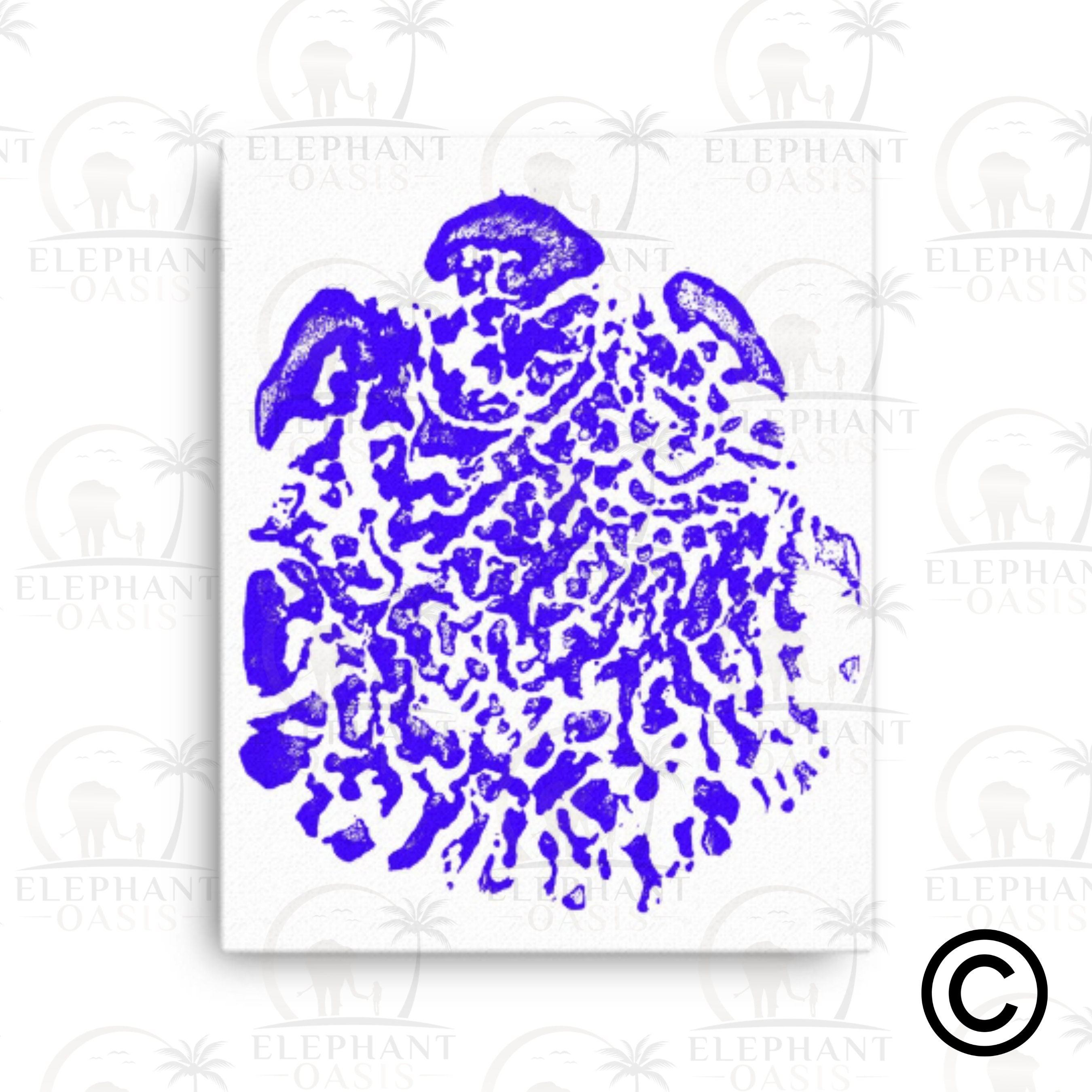 Blue Elephant Footprint Replica Printed On Canvas Etsy