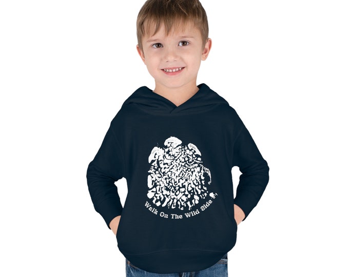 Walk On The Wild Side Elephant Footprint Toddler Pullover Fleece Hoodie, Unique Gift, Kids Sweatshirt, Little Boys, Little Girls, Elephant