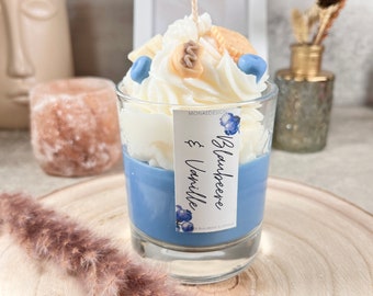 Dessertkerze "Blaubeere & Vanille" • Duftkerze im Glas • Candle Cake • Sojawachskerze