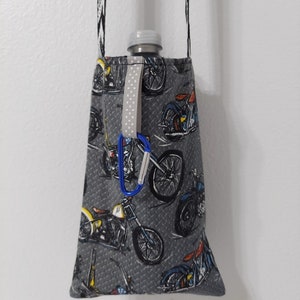 Motor Cycle Lover&#39;s Water Bottle Holder,Cross Body Sling Travel Bag,Purse,Washable,Insulated,