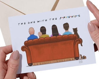 Custom Friends Inspired Portrait | Personalised Couch Illustration | Friendship Gift | Printed Wall Art