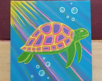 Retro Sea Turtle Painting