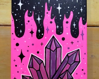 Space Drip Crystals Painting